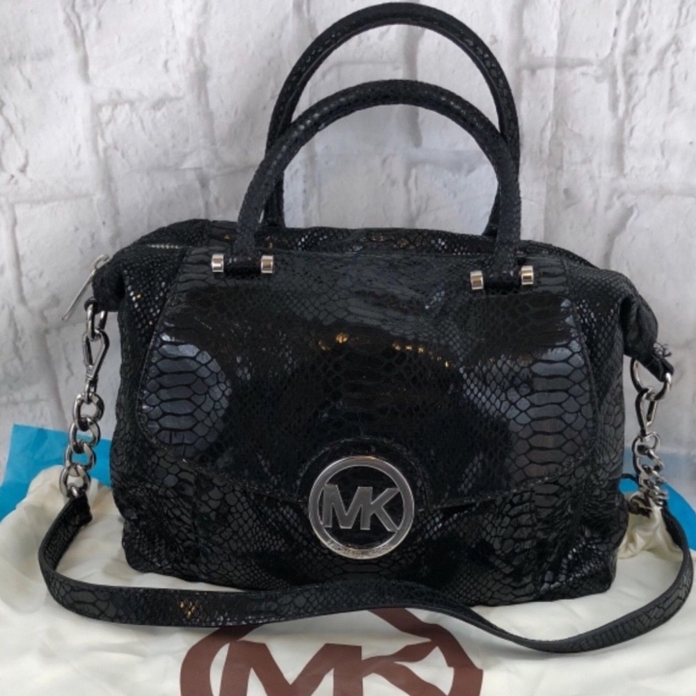 Michael Kors Fulton Leather Pythonembossed Satchel - image 1